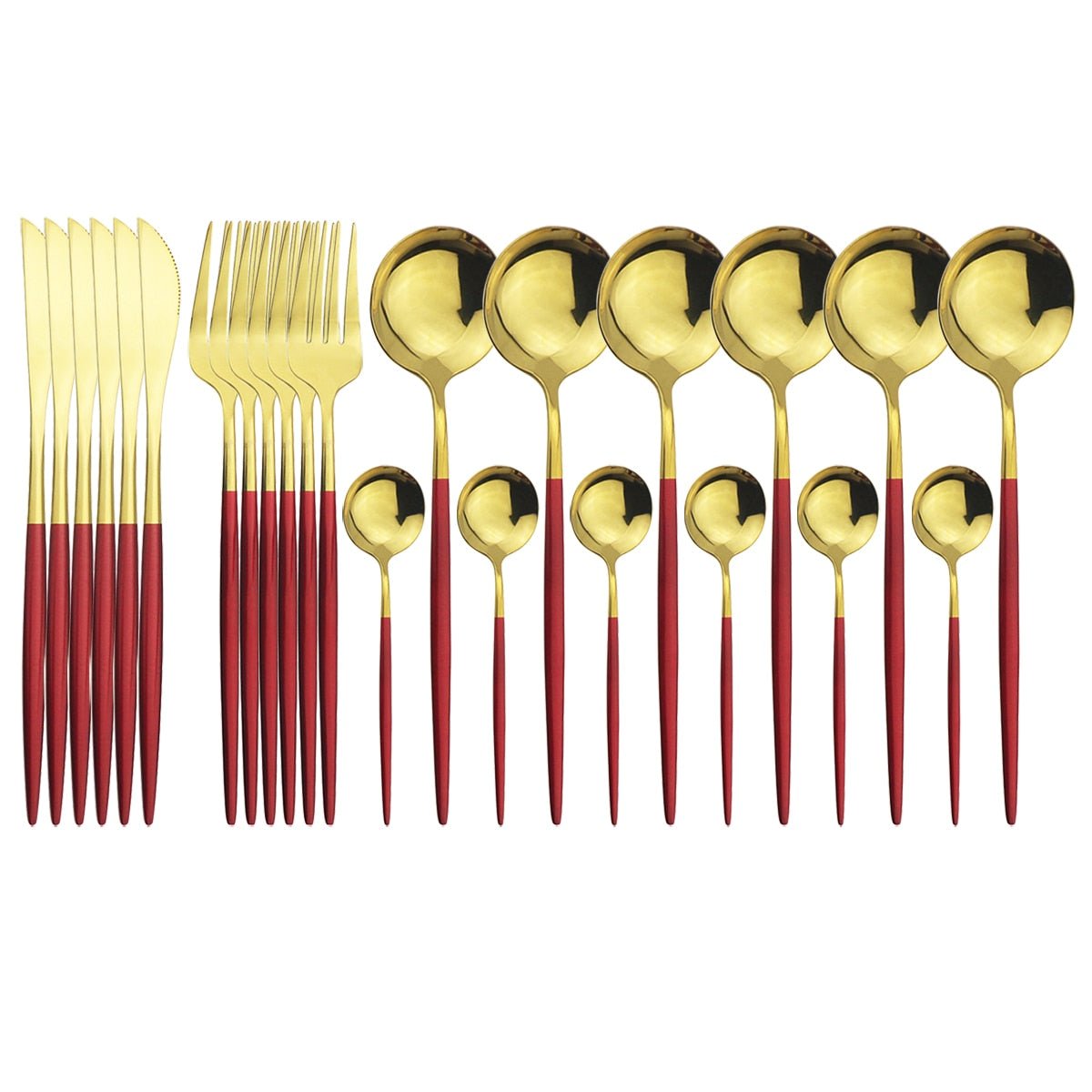 24 Piece set of Stainless Steel Flatware - Various Colors - High Street Cottage