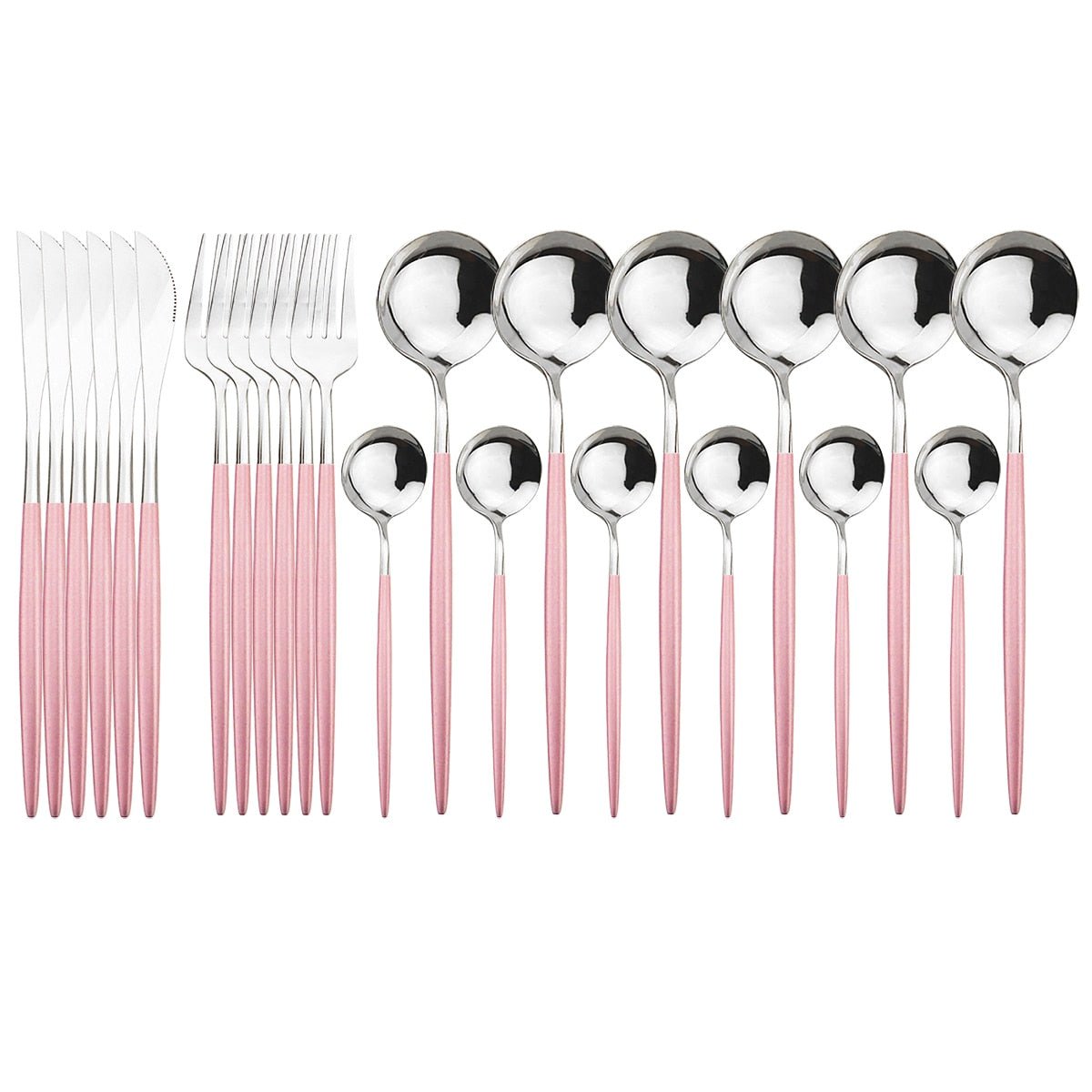 24 Piece set of Stainless Steel Flatware - Various Colors - High Street Cottage