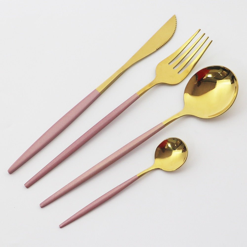 24 Piece set of Stainless Steel Flatware - Various Colors - High Street Cottage