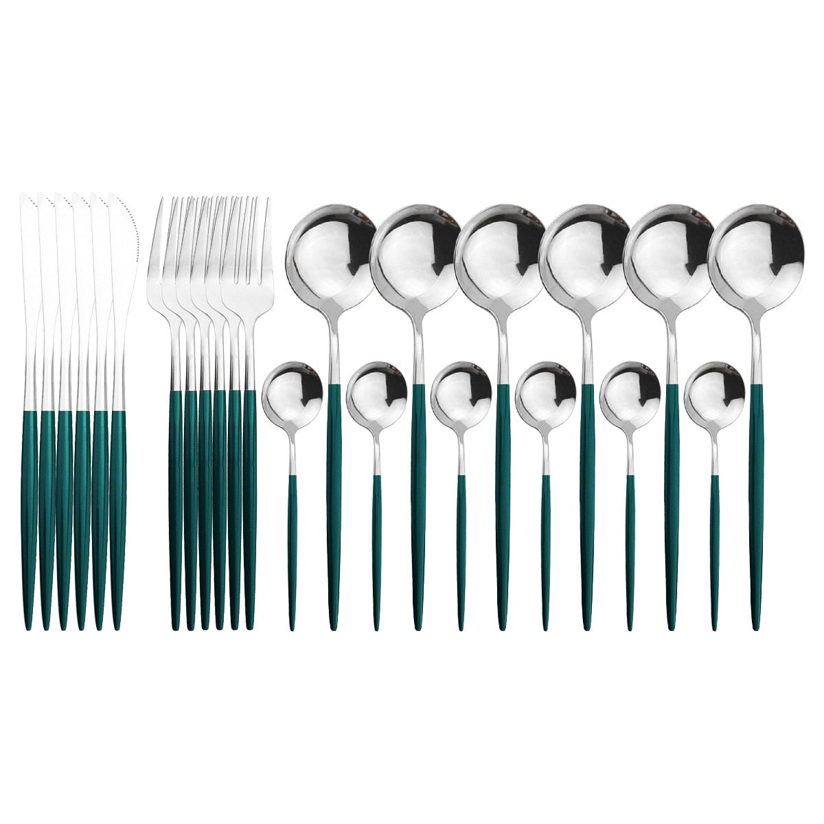 24 Piece set of Stainless Steel Flatware - Various Colors - High Street Cottage