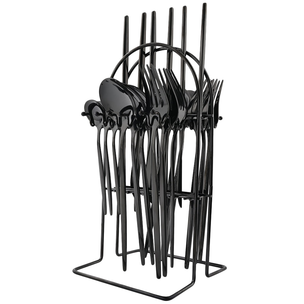 24 Piece set of Stainless Steel Flatware - Various Colors - High Street Cottage