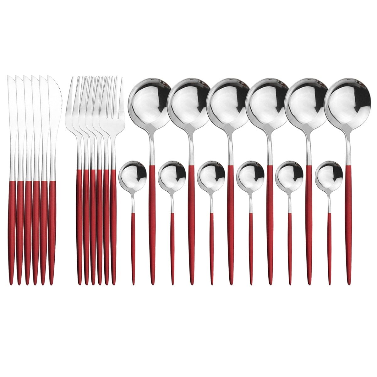 24 Piece set of Stainless Steel Flatware - Various Colors - High Street Cottage