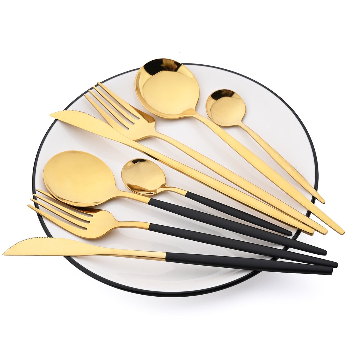 24 Piece set of Stainless Steel Flatware - Various Colors - High Street Cottage