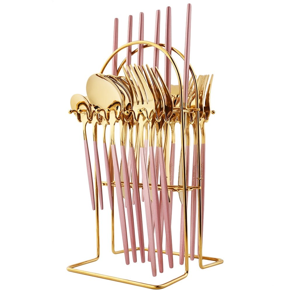 24 Piece set of Stainless Steel Flatware - Various Colors - High Street Cottage