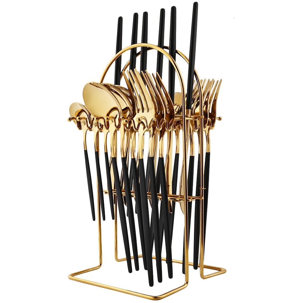 24 Piece set of Stainless Steel Flatware - Various Colors - High Street Cottage