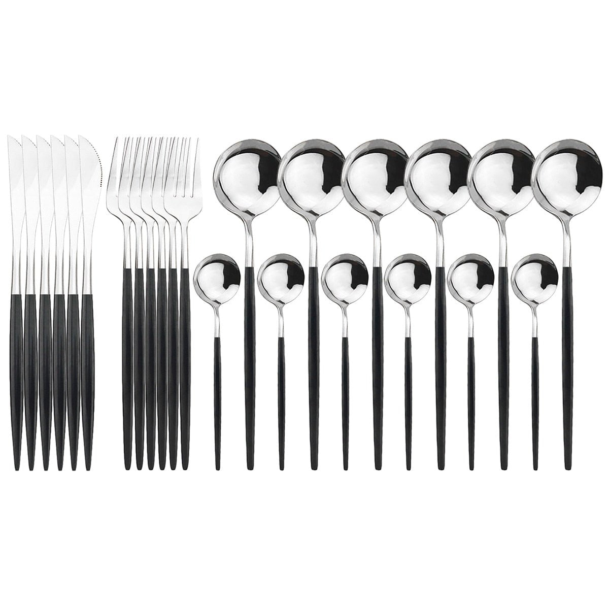 24 Piece set of Stainless Steel Flatware - Various Colors - High Street Cottage