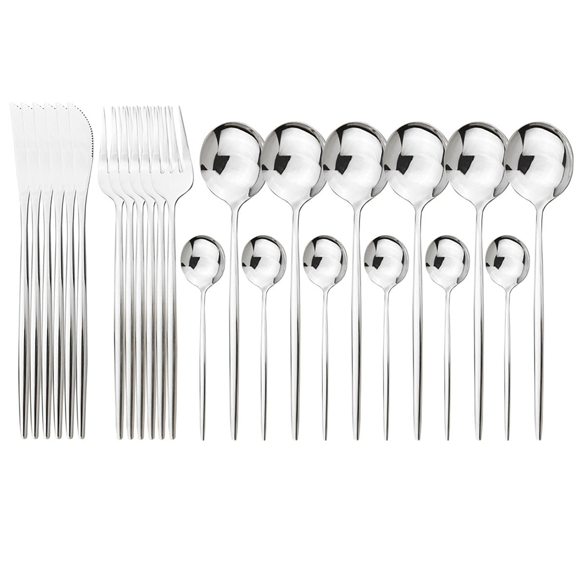 24 Piece set of Stainless Steel Flatware - Various Colors - High Street Cottage