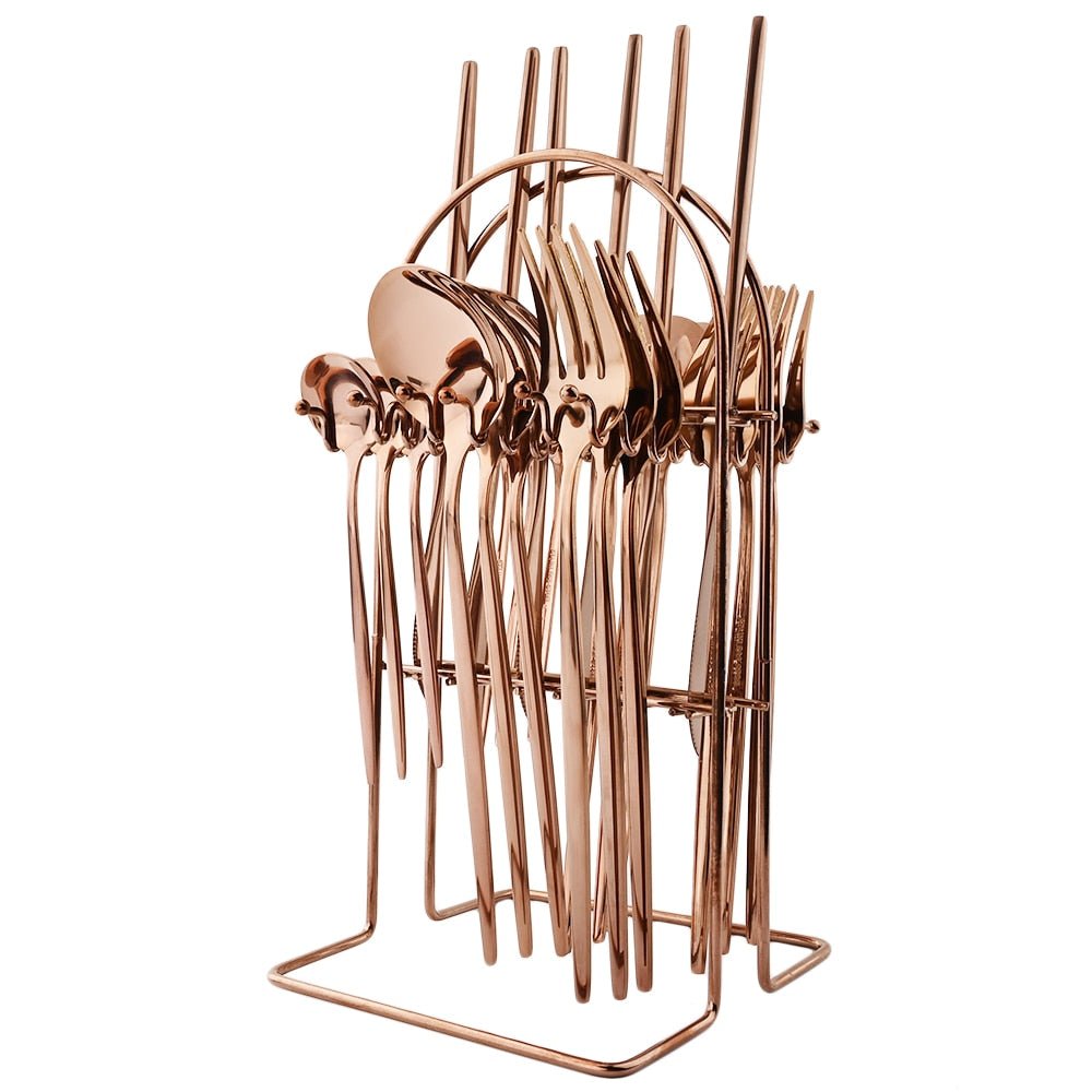 24 Piece set of Stainless Steel Flatware - Various Colors - High Street Cottage