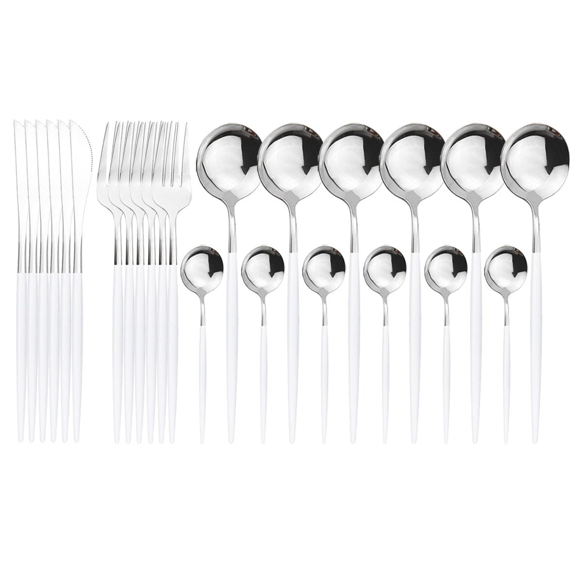 24 Piece set of Stainless Steel Flatware - Various Colors - High Street Cottage