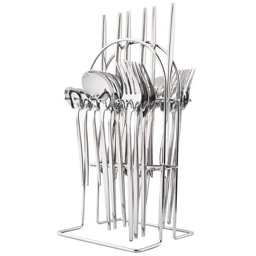 24 Piece set of Stainless Steel Flatware - Various Colors - High Street Cottage