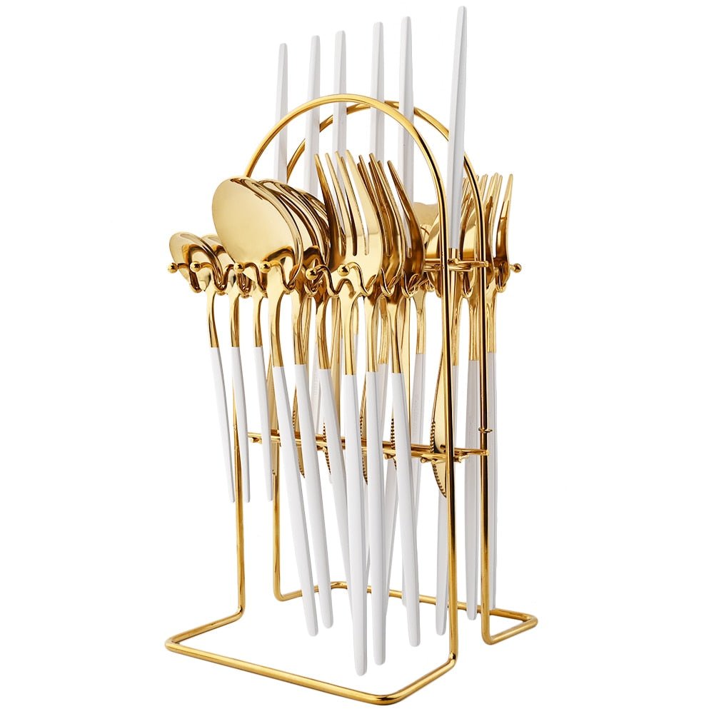 24 Piece set of Stainless Steel Flatware - Various Colors - High Street Cottage