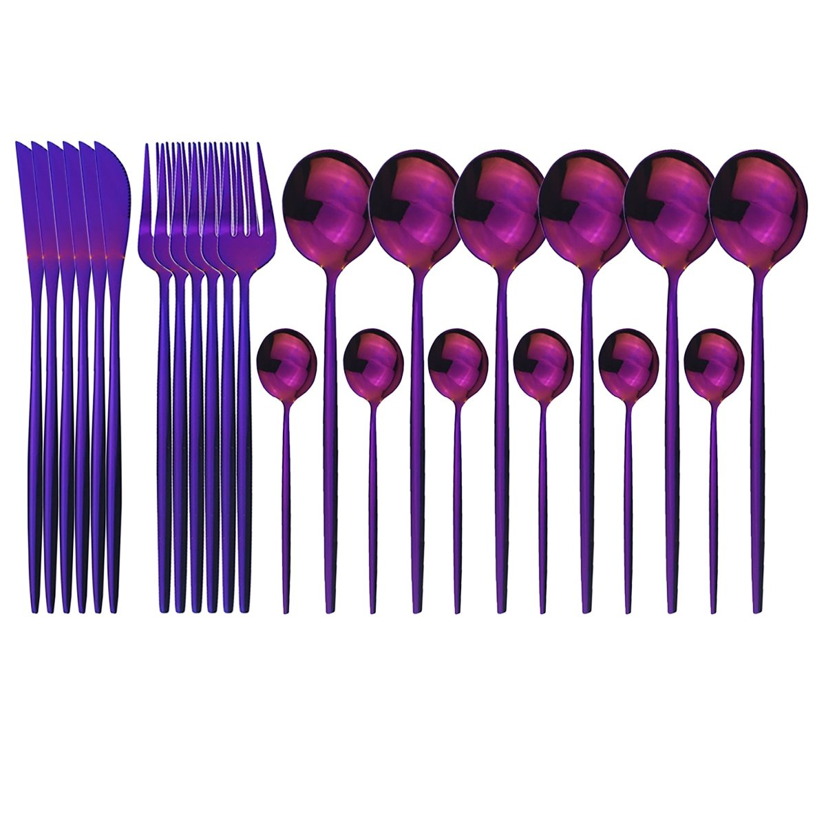 24 Piece set of Stainless Steel Flatware - Various Colors - High Street Cottage