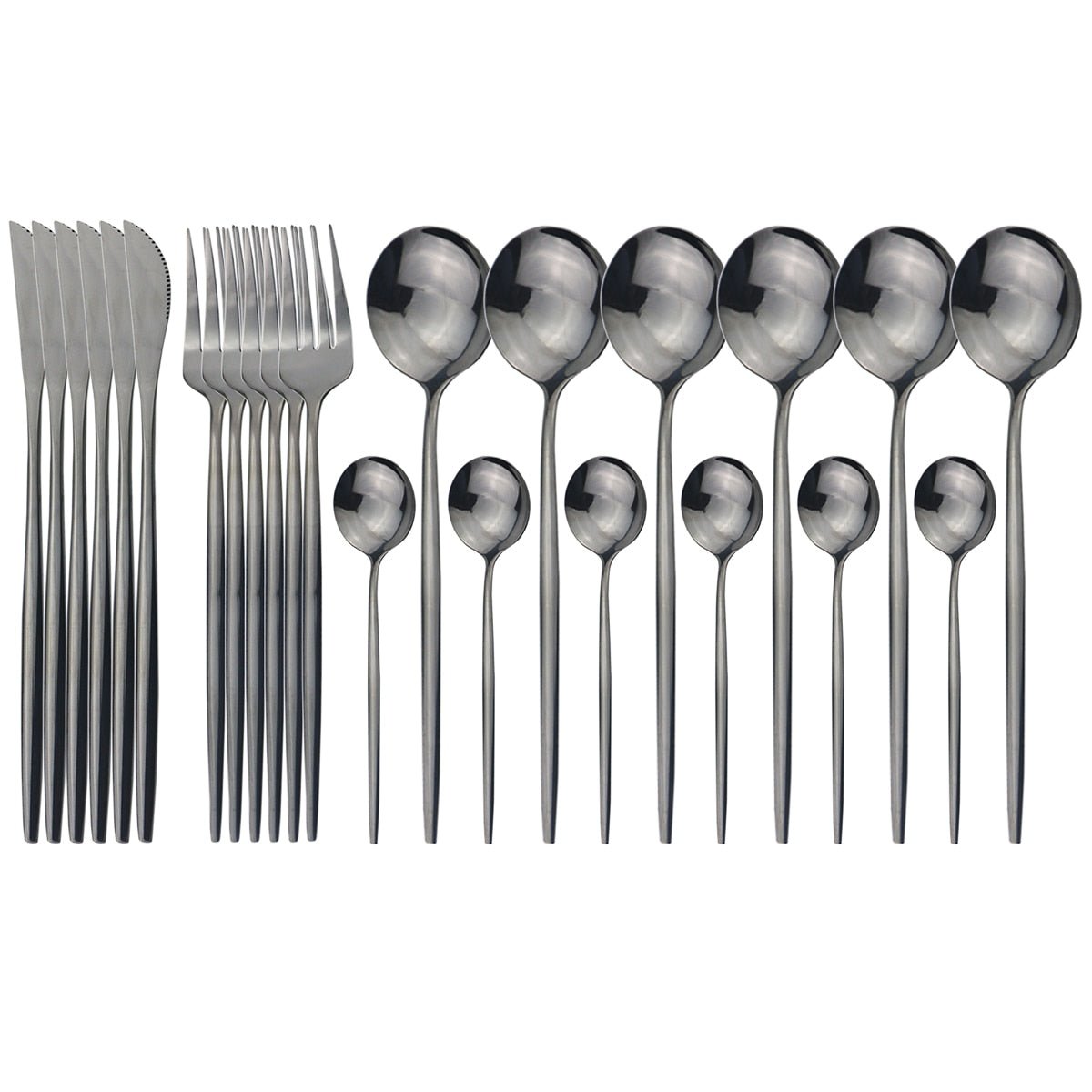 24 Piece set of Stainless Steel Flatware - Various Colors - High Street Cottage
