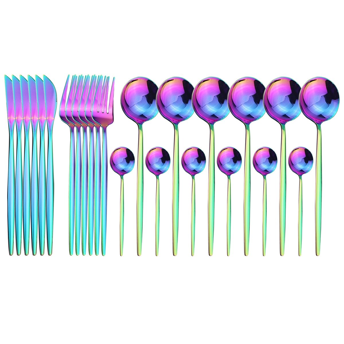 24 Piece set of Stainless Steel Flatware - Various Colors - High Street Cottage