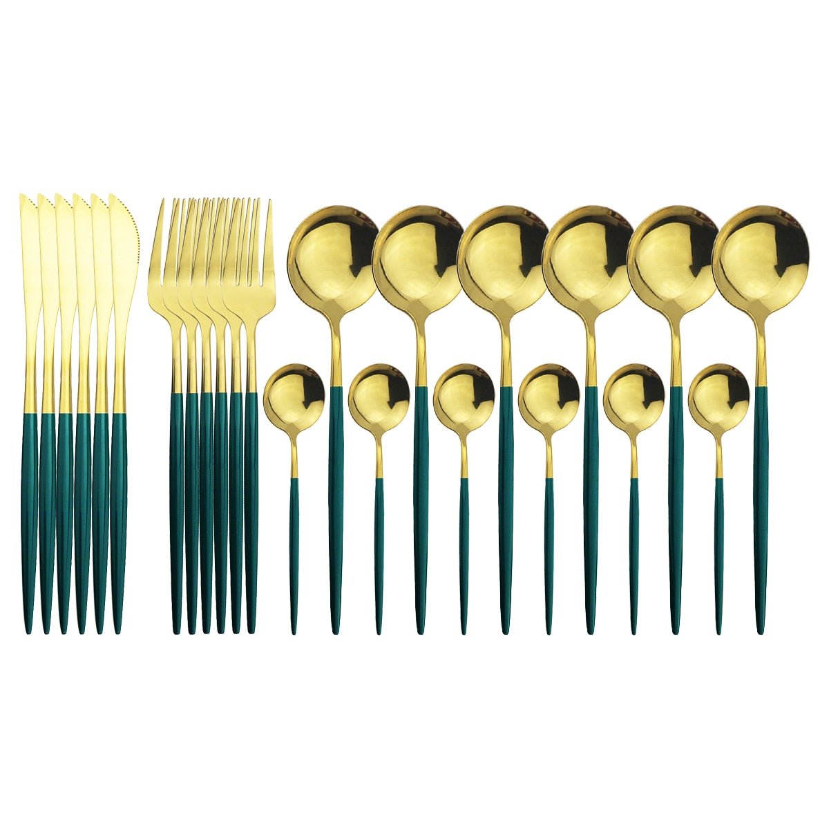 24 Piece set of Stainless Steel Flatware - Various Colors - High Street Cottage
