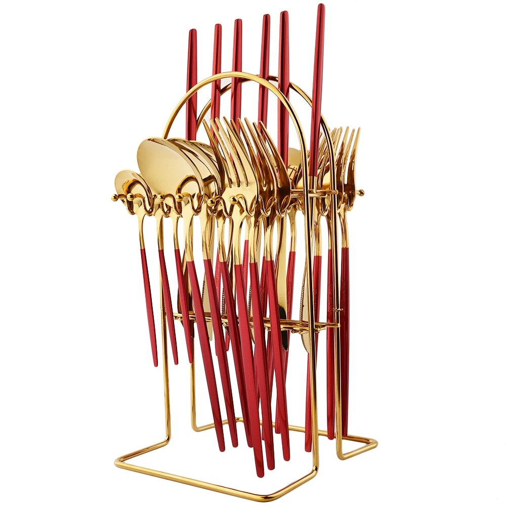 24 Piece set of Stainless Steel Flatware - Various Colors - High Street Cottage
