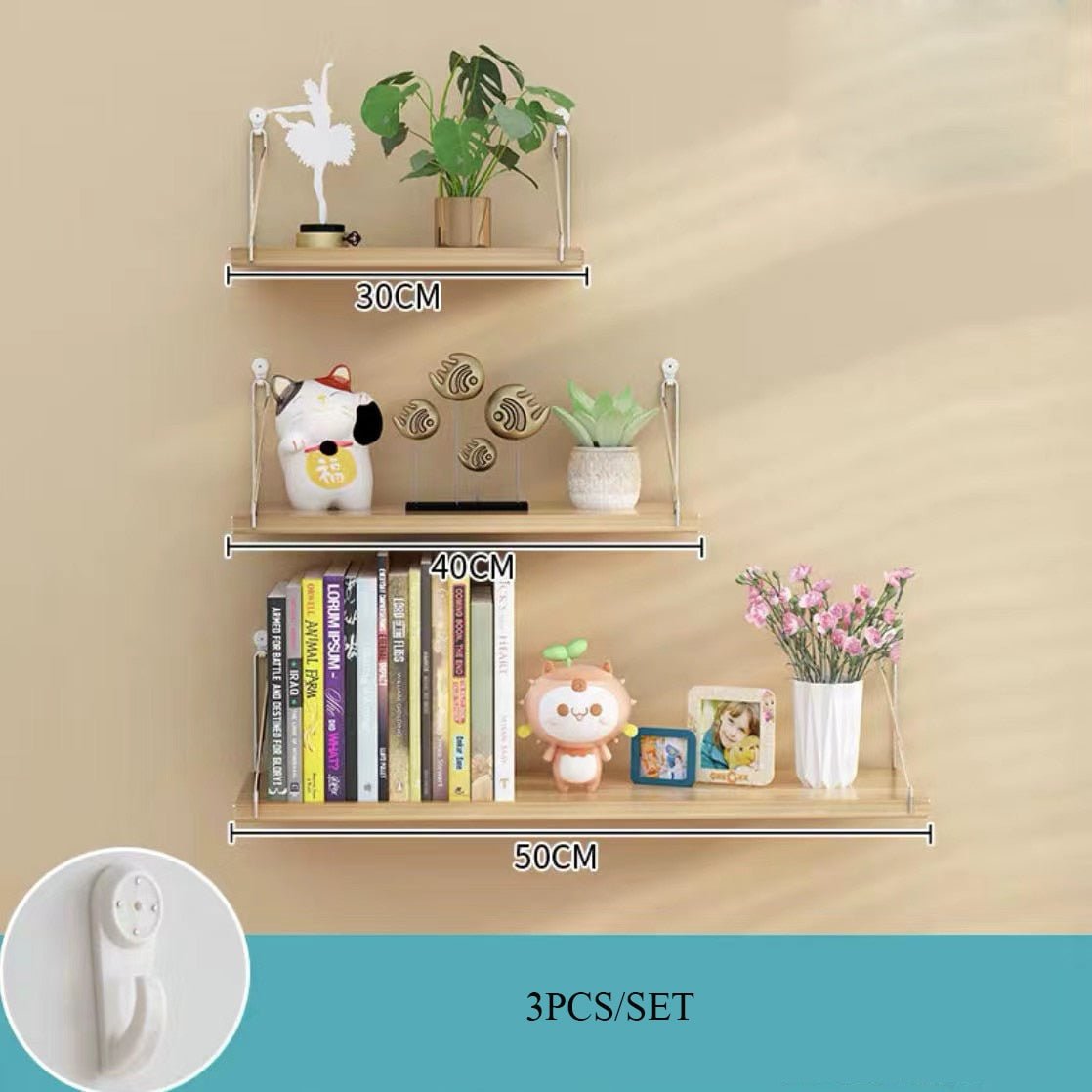 3 Piece Set of Wooden Hanging Shelves - High Street Cottage