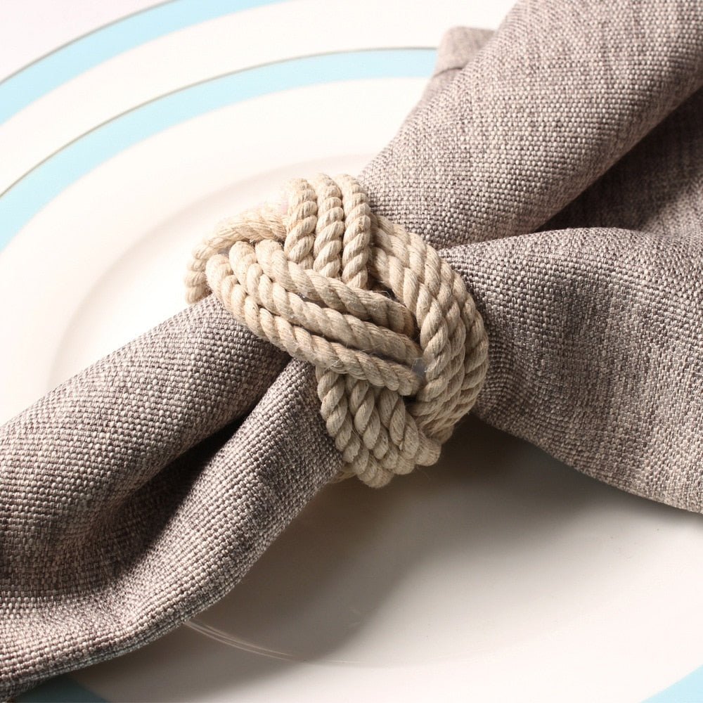 4 Piece Sets - Natural Fiber Detail Napkin Rings - High Street Cottage
