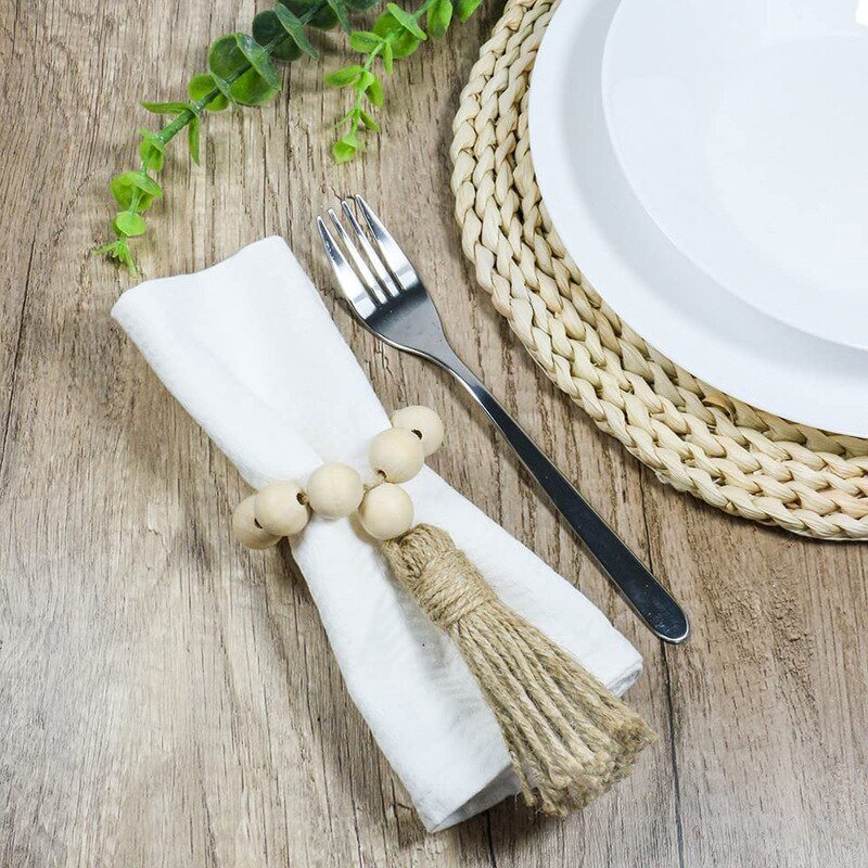 4 Piece Sets - Natural Fiber Detail Napkin Rings - High Street Cottage