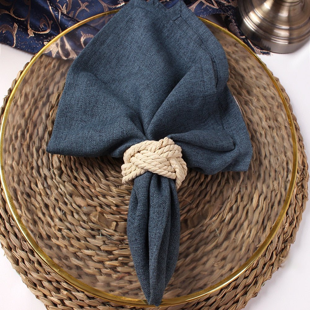 4 Piece Sets - Natural Fiber Detail Napkin Rings - High Street Cottage