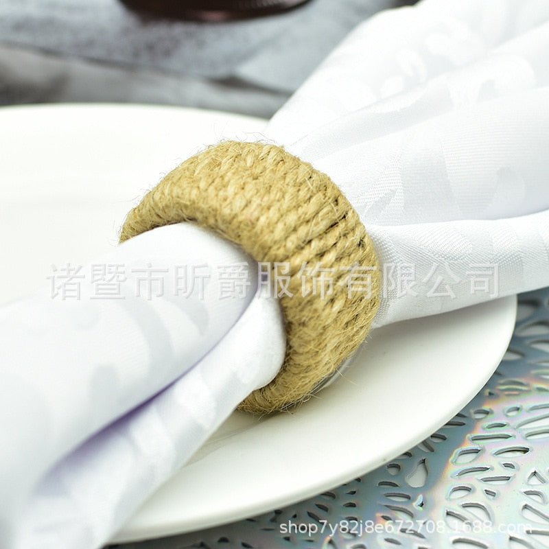 4 Piece Sets - Natural Fiber Detail Napkin Rings - High Street Cottage