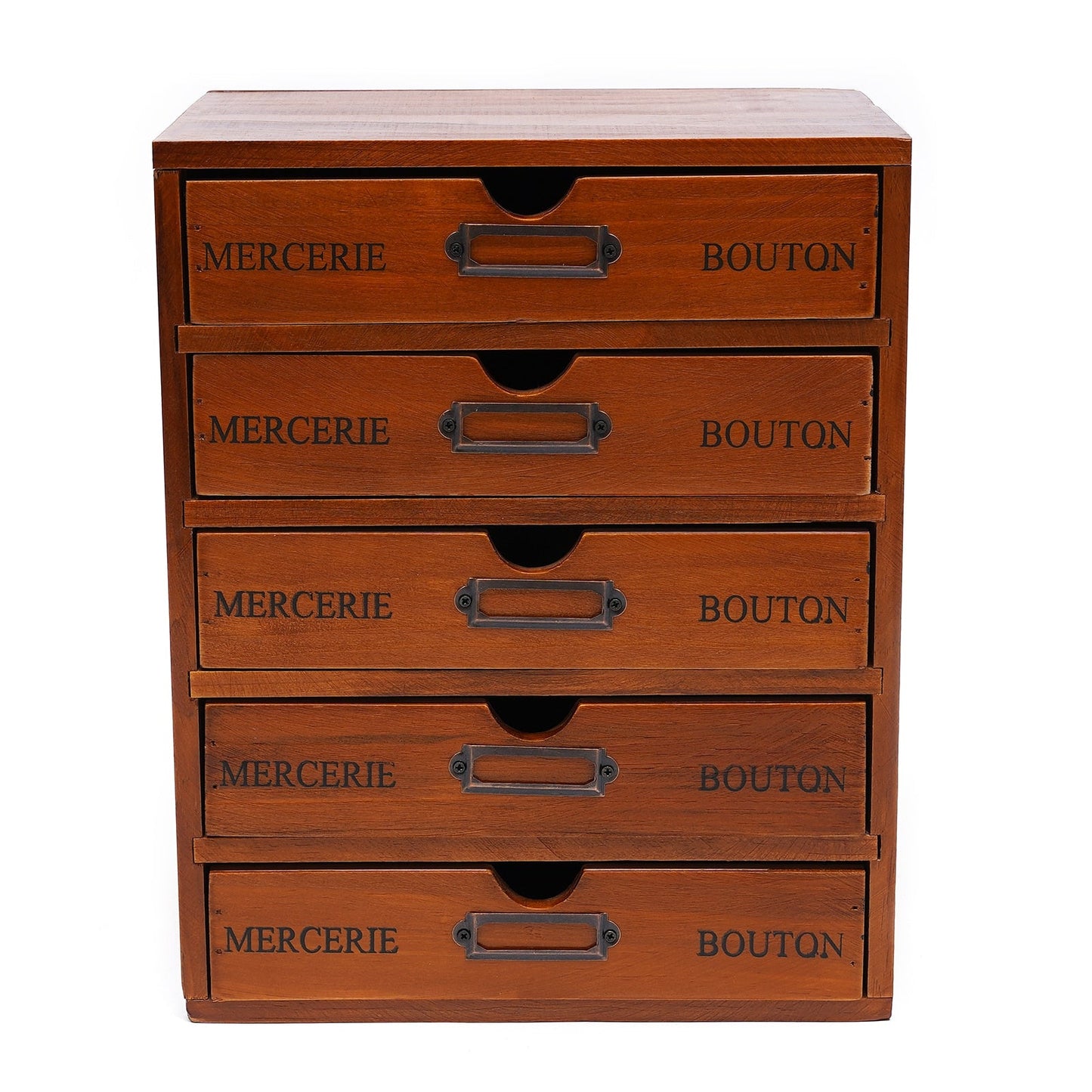 5-Drawer Vintage Look Wooden Desk Organizer - High Street Cottage