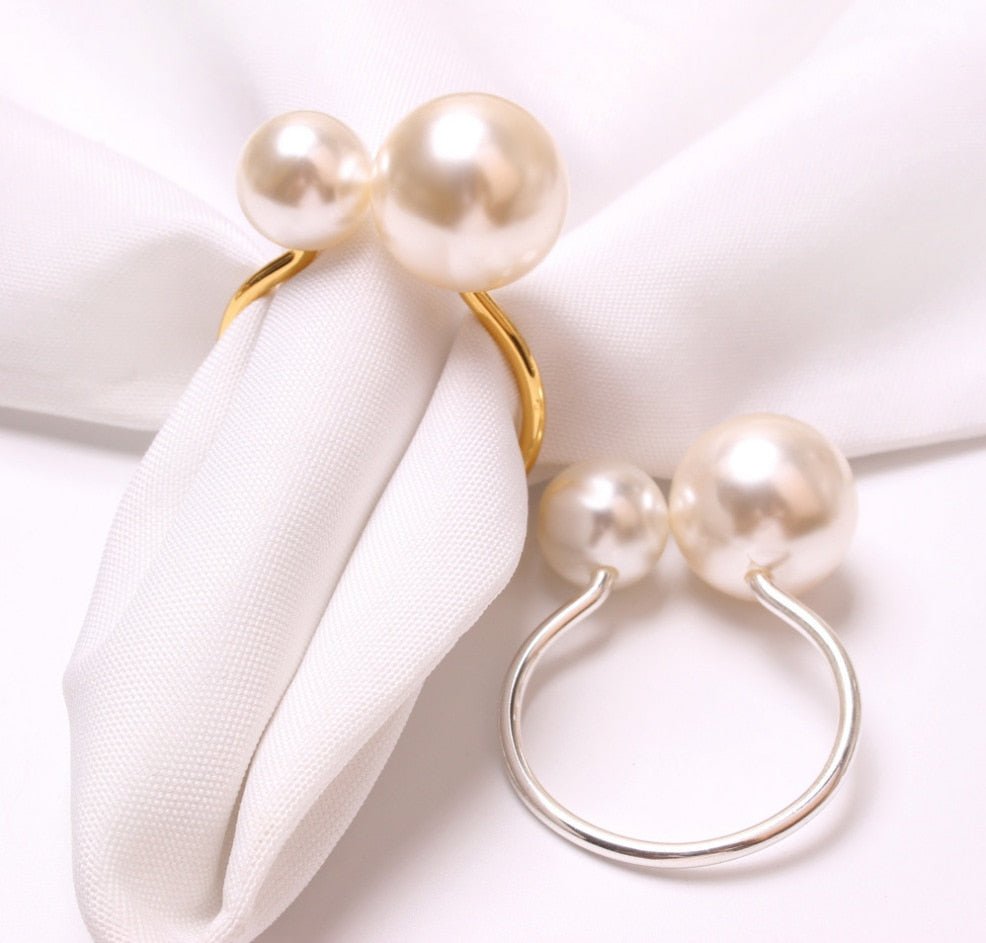 6 Piece Set of Elegant Pearl Napkin Rings - High Street Cottage