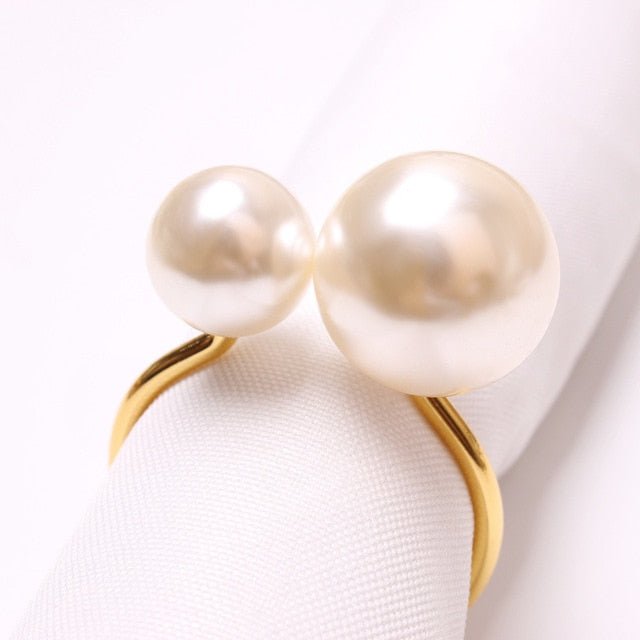 6 Piece Set of Elegant Pearl Napkin Rings - High Street Cottage