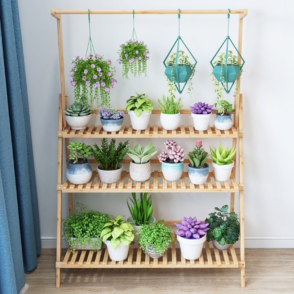 Adjustable Bamboo Plant Stand - High Street Cottage