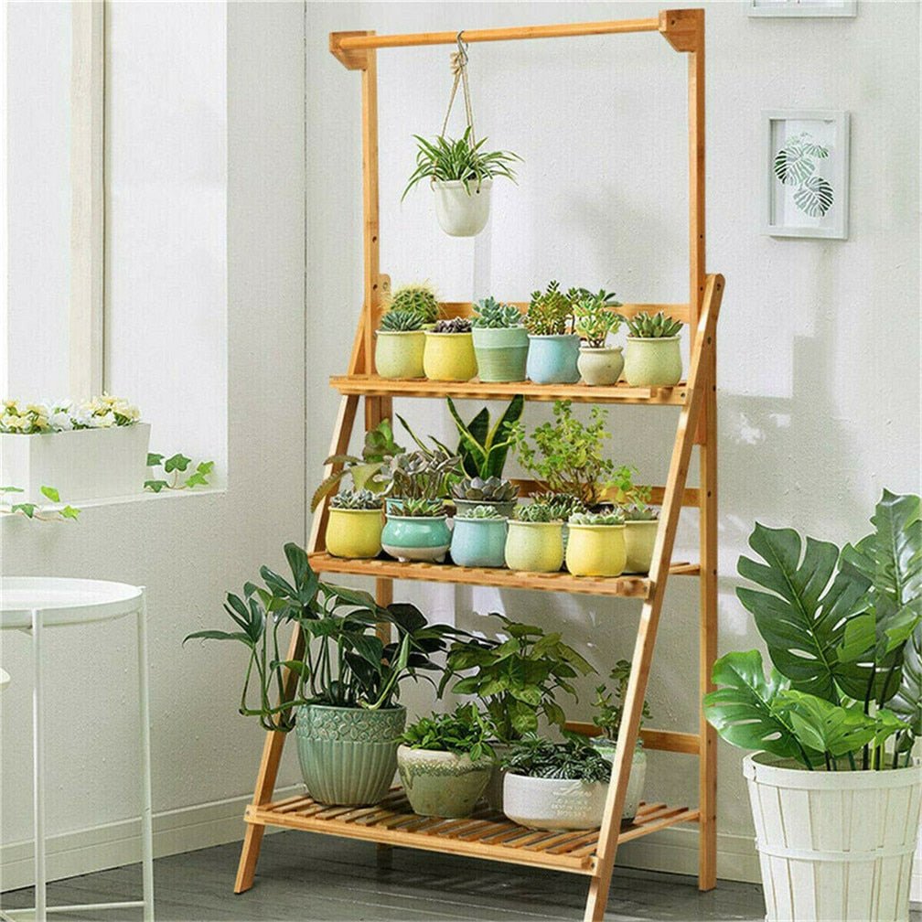 Adjustable Bamboo Plant Stand - High Street Cottage