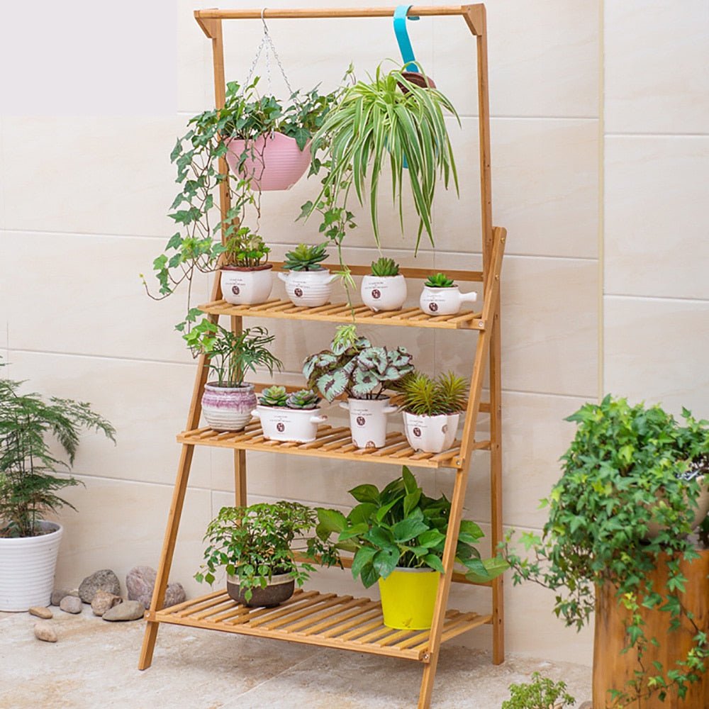 Adjustable Bamboo Plant Stand - High Street Cottage