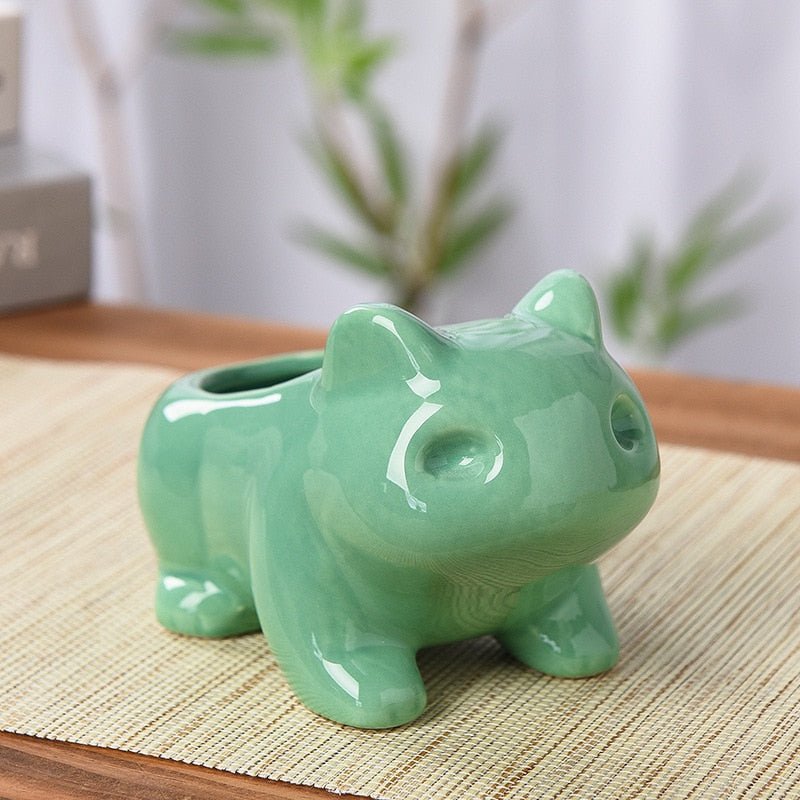 Adorable Green Ceramic Animal Pots - High Street Cottage