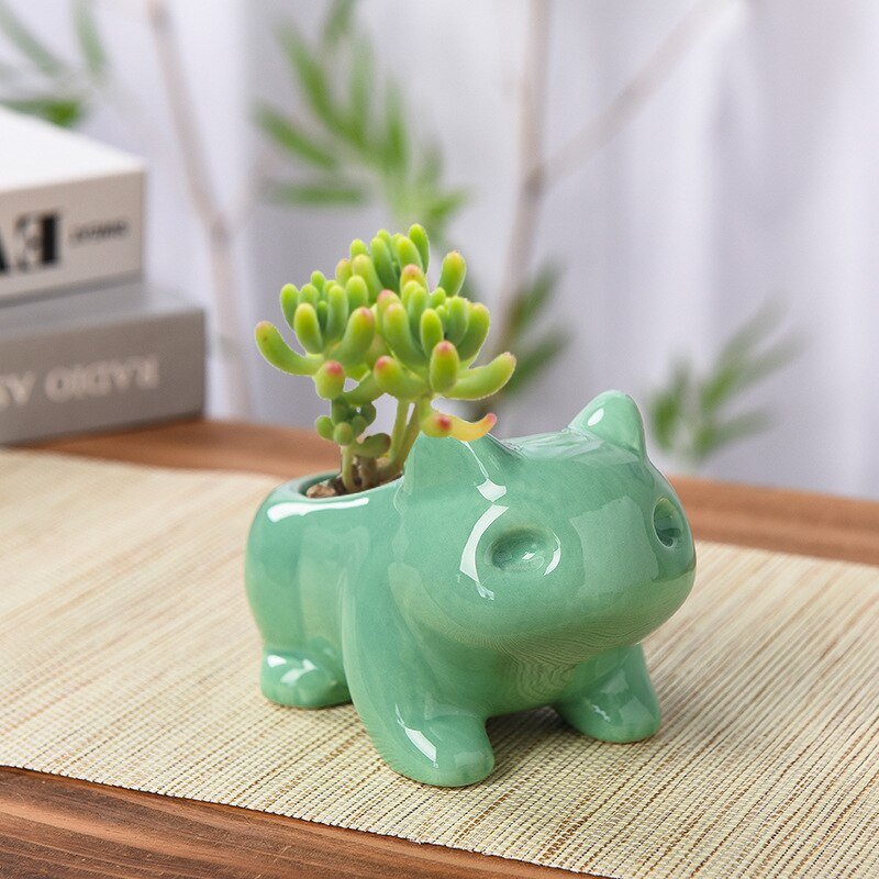 Adorable Green Ceramic Animal Pots - High Street Cottage