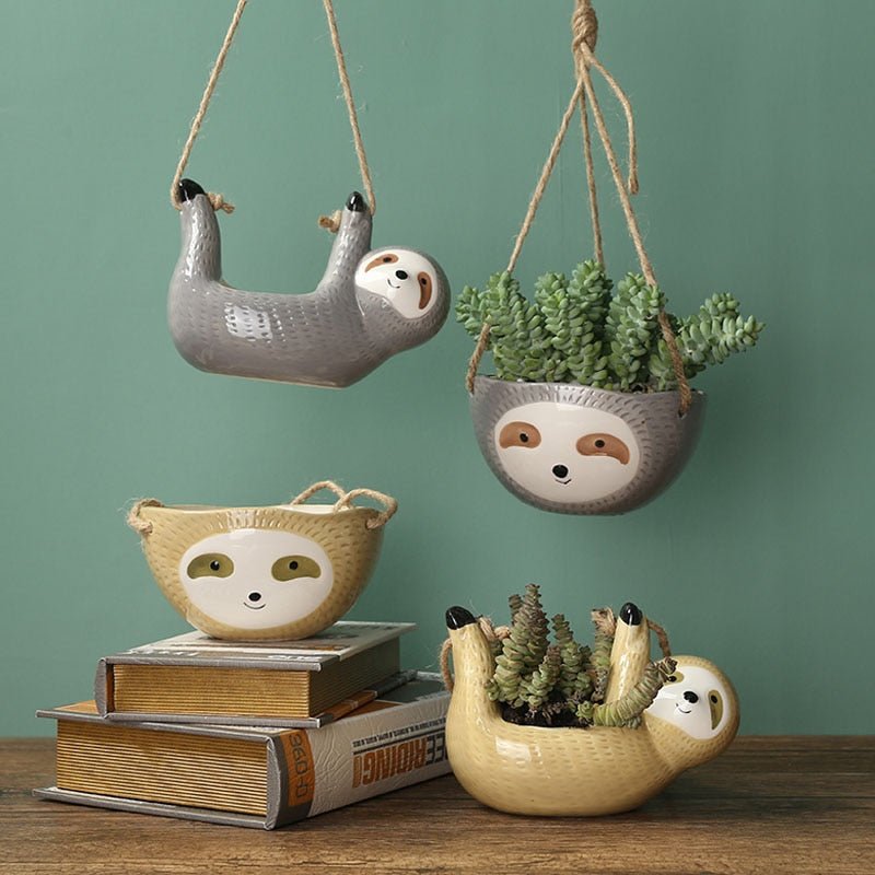 Adorable Sloth Hanging Planter - High Street Cottage