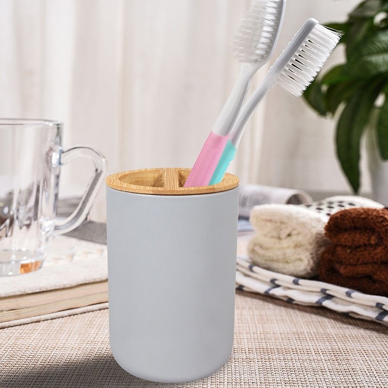 Bamboo Accent Bathroom Accessory Set - 6 Pieces - High Street Cottage