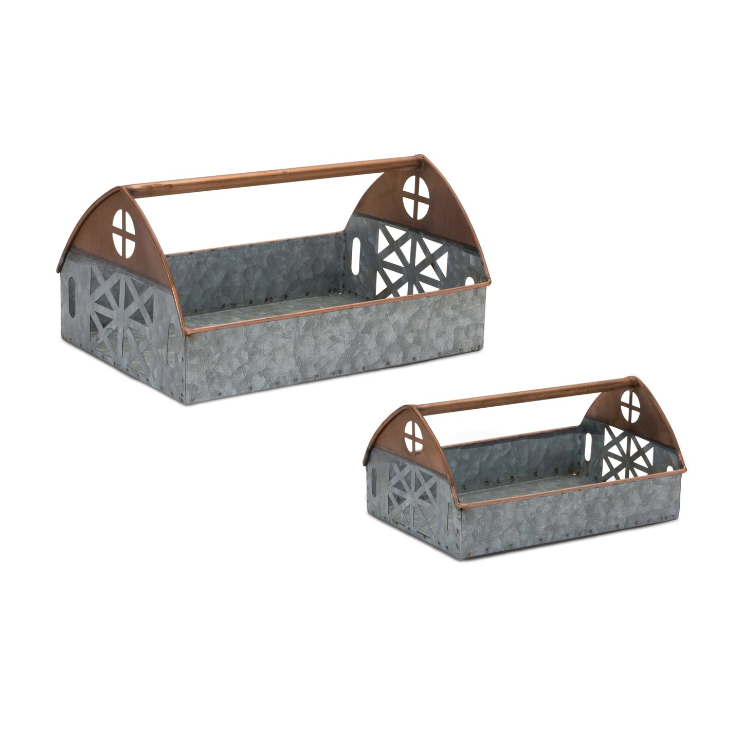 Barn Shaped Metal Trays - High Street Cottage