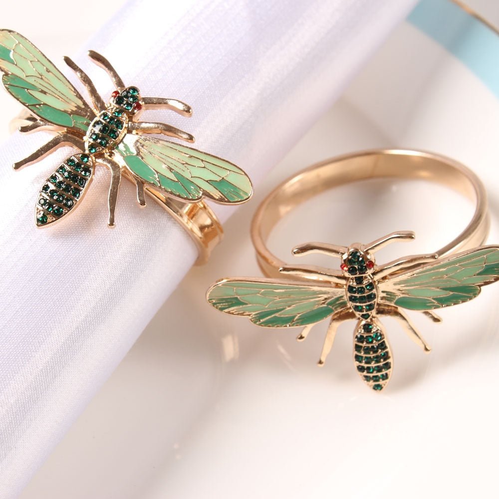 Bee or Dragonfly Enamel Napkin Rings - High Street Cottage