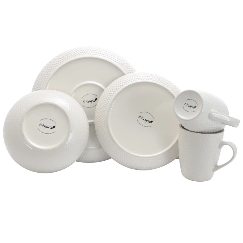 Blue and Cream Stoneware Everyday Dish Set - High Street Cottage