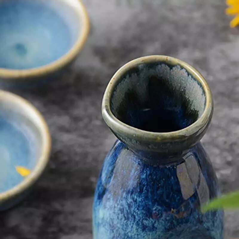 Blue Japanese Sake Sets - 5 pieces - High Street Cottage