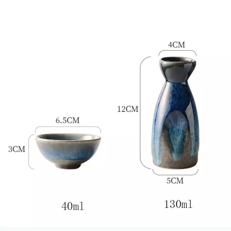 Blue Japanese Sake Sets - 5 pieces - High Street Cottage