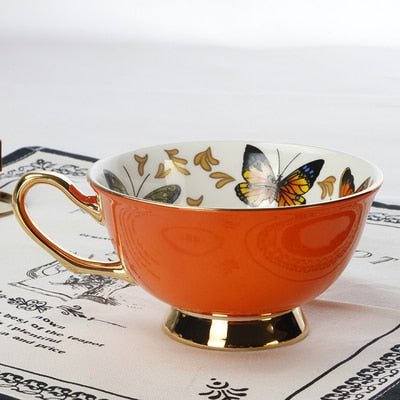 Bone China Butterfly and Floral Tea Cups - High Street Cottage