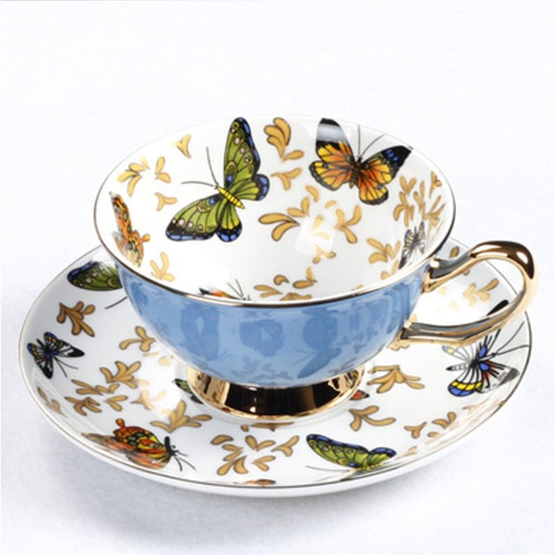 Bone China Butterfly and Floral Tea Cups - High Street Cottage