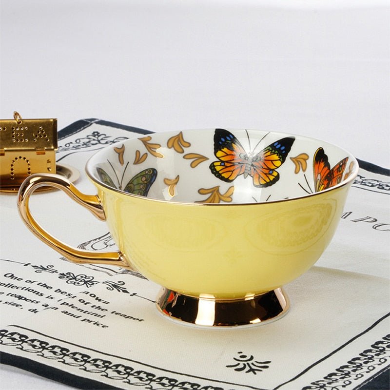 Bone China Butterfly and Floral Tea Cups - High Street Cottage