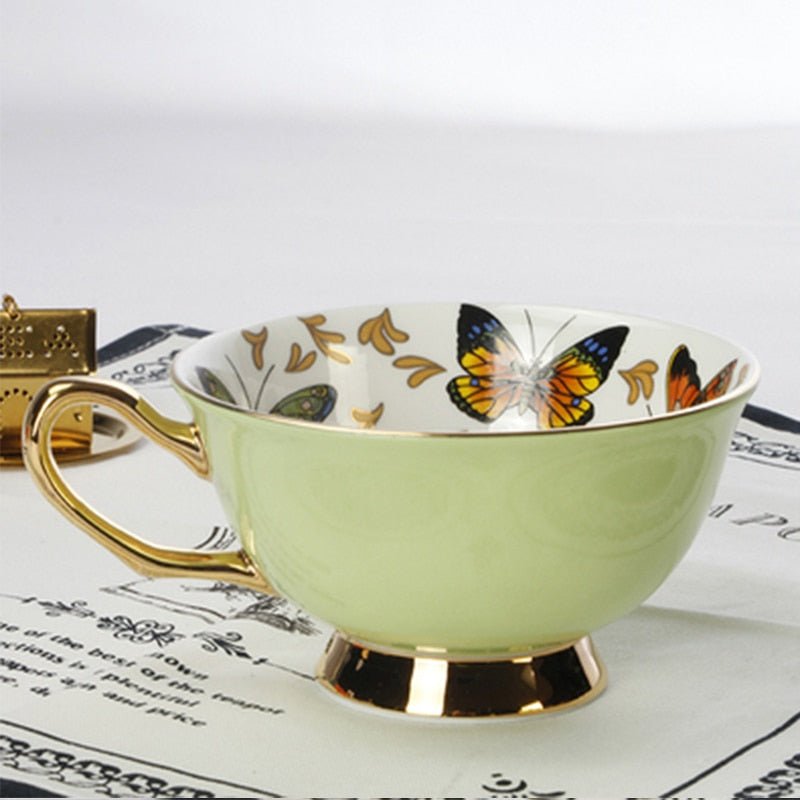 Bone China Butterfly and Floral Tea Cups - High Street Cottage