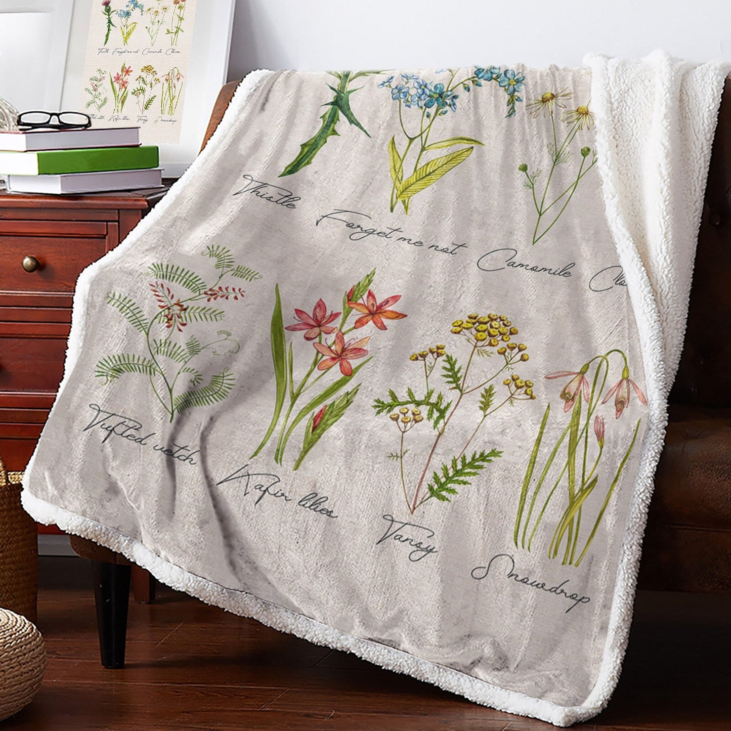 Botanical and Nature Themed Fleece Throws - High Street Cottage