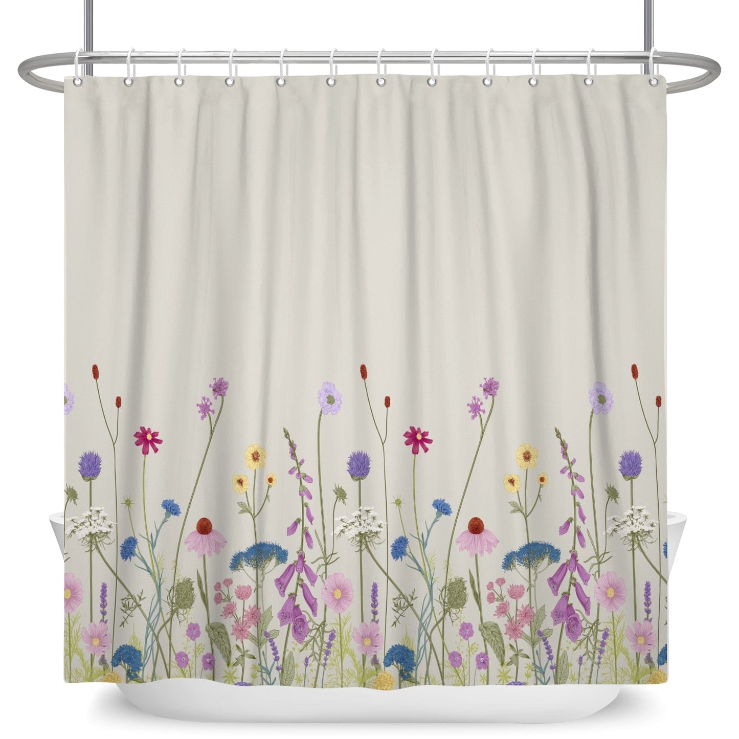 Botanical Shower Curtains with Hooks - High Street Cottage