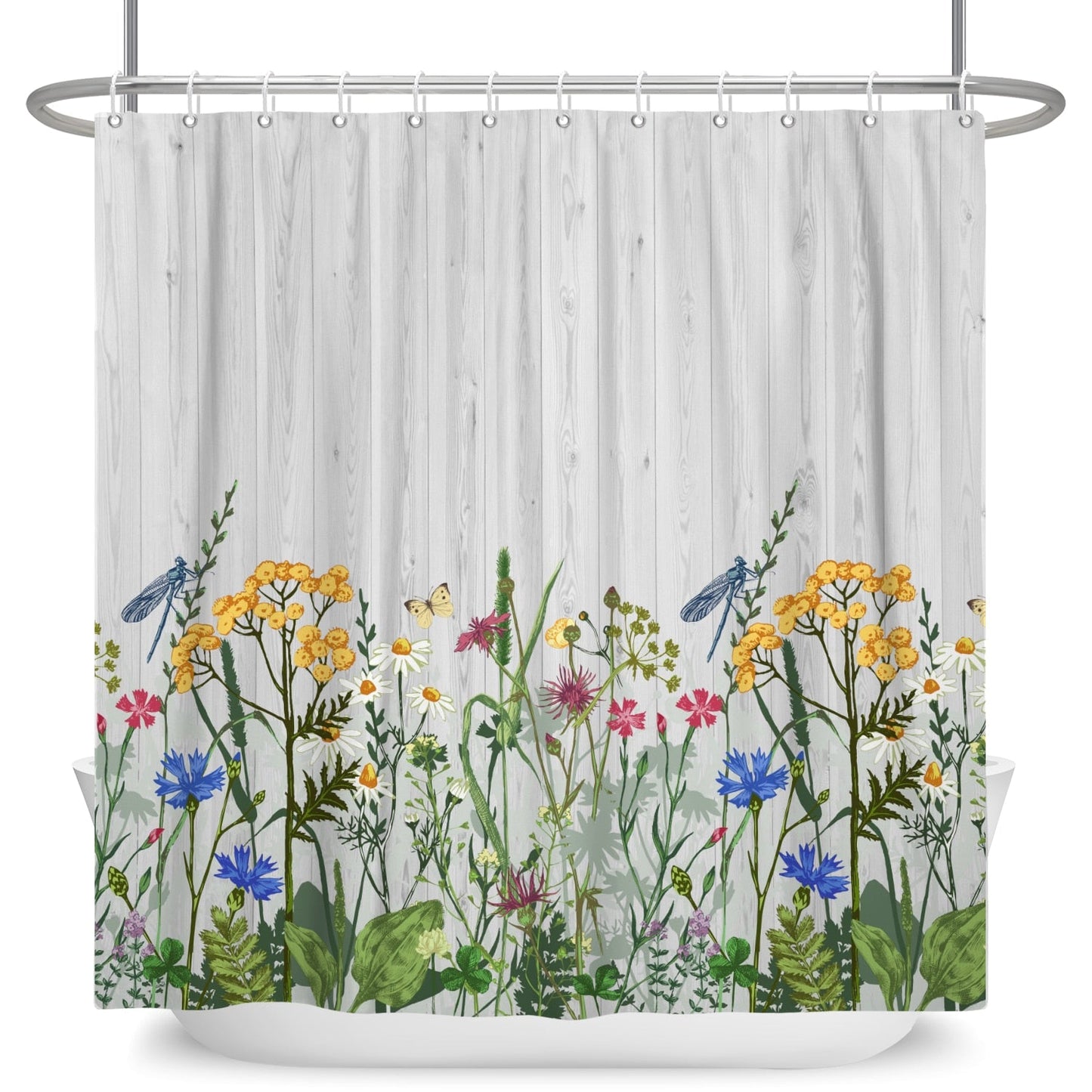 Botanical Shower Curtains with Hooks - High Street Cottage