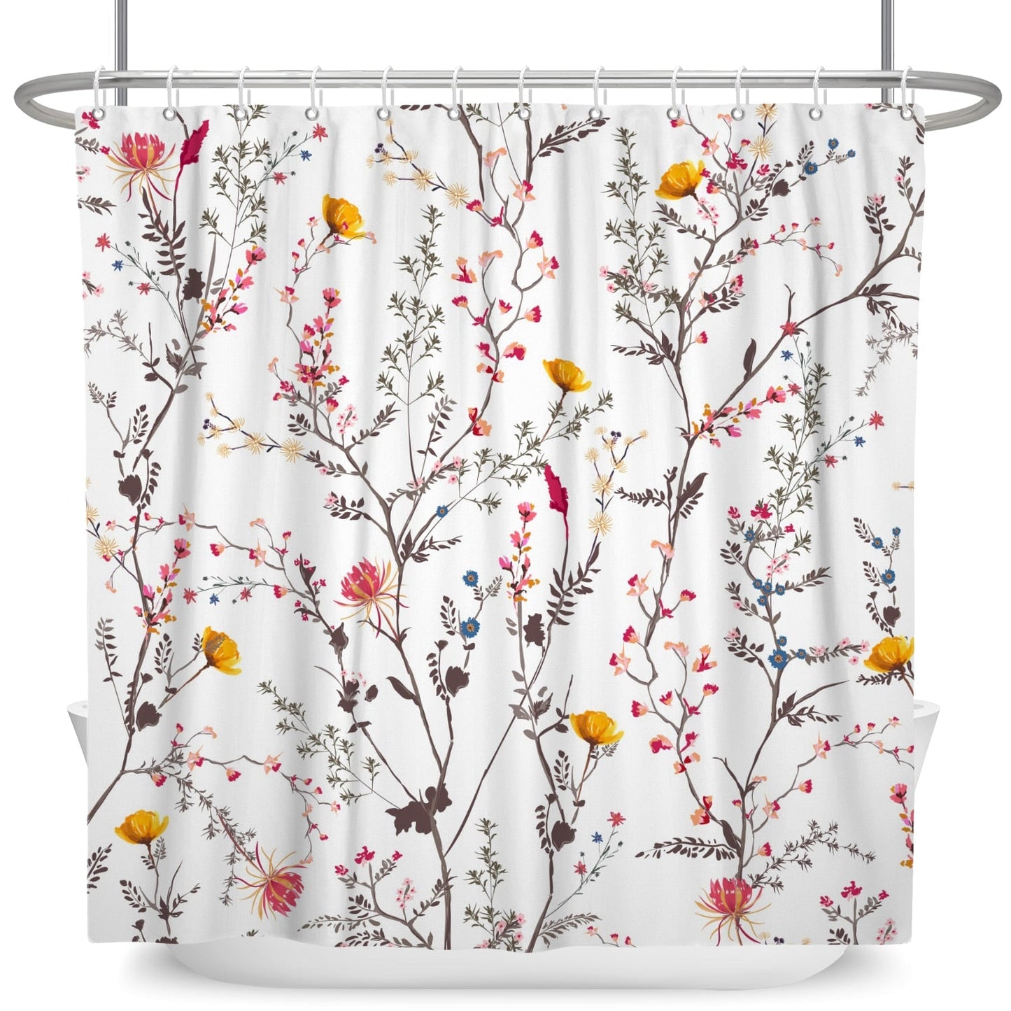 Botanical Shower Curtains with Hooks - High Street Cottage