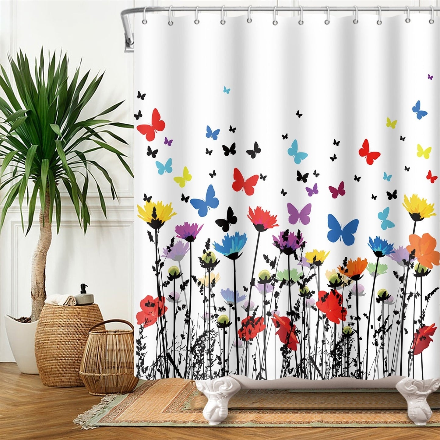 Botanical Shower Curtains with Hooks - High Street Cottage