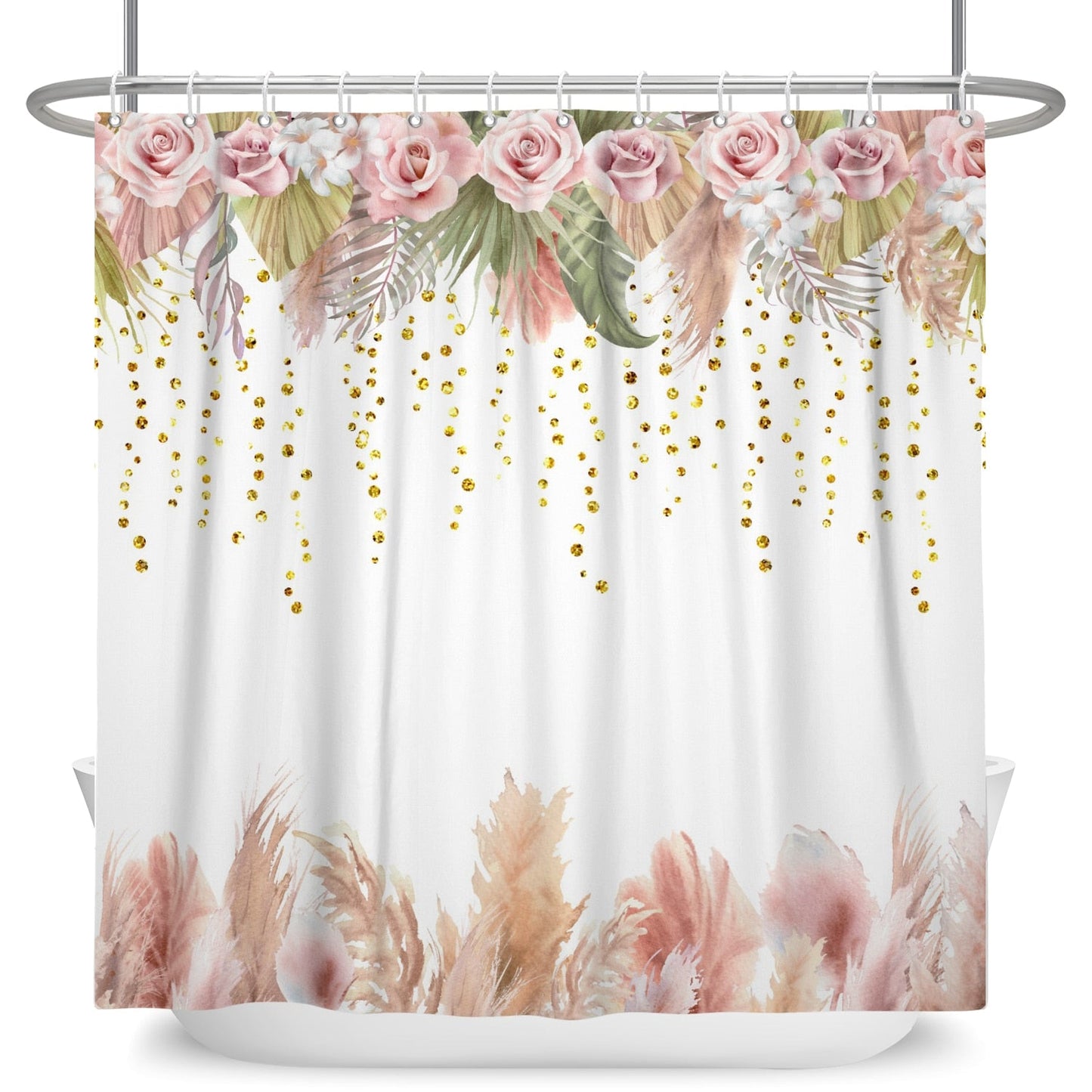 Botanical Shower Curtains with Hooks - High Street Cottage